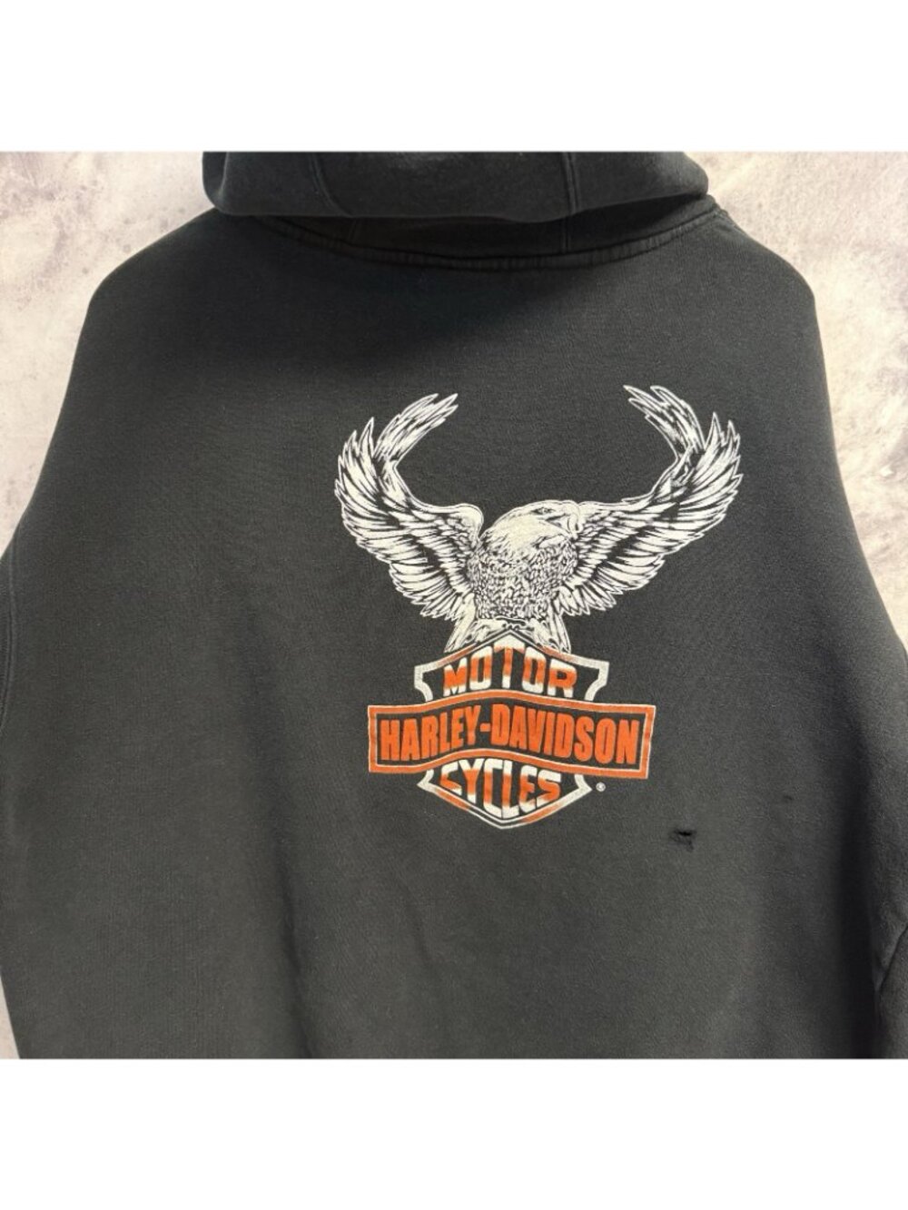 Harley Davidson Hoodie Sweatshirt Mens 2XL Black Y2k Graphic Print Eagle Biker - Picture 8 of 13